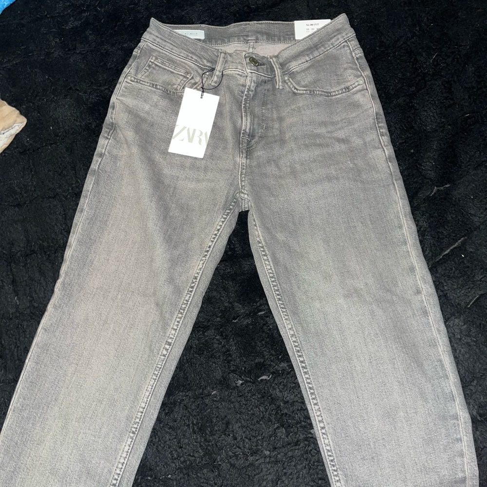 Zara Light Gray Slim Fit Jeans